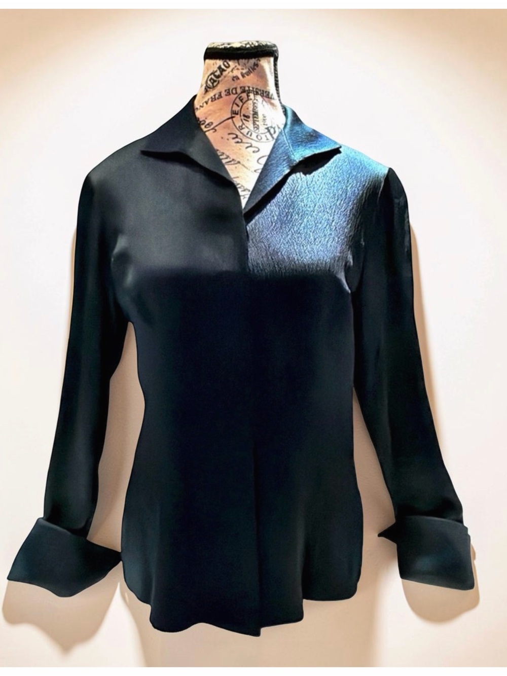 Lafayette 148 New York Dark Green Silk Blouse Size 4 Minimalist Luxury Like-New